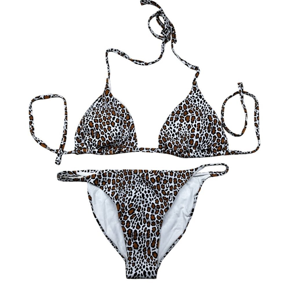 Aqua Bikini‎ Set Leopard Print Triangle Swim Size Medium NWT